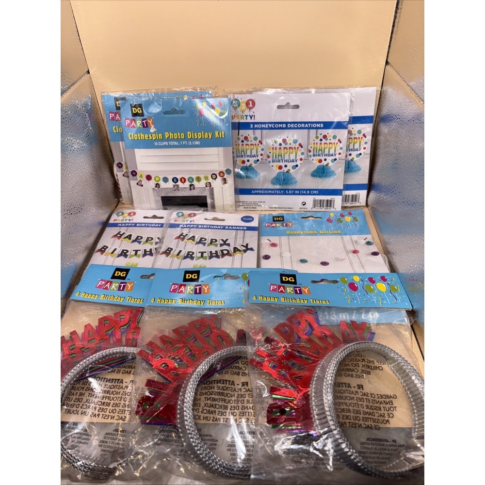 Lot of Party Supplies Tiaras Banners Garland